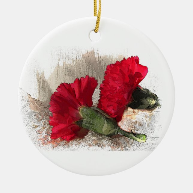 Adorno De Cerámica Carnations en Brocade (Frente)