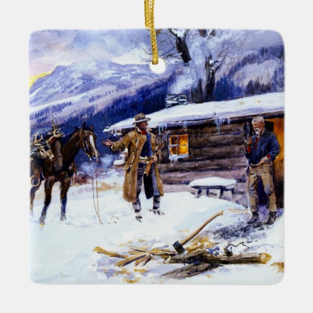 Adorno De Cerámica "Carne de Navidades" por Charles M Russell (Anverso)