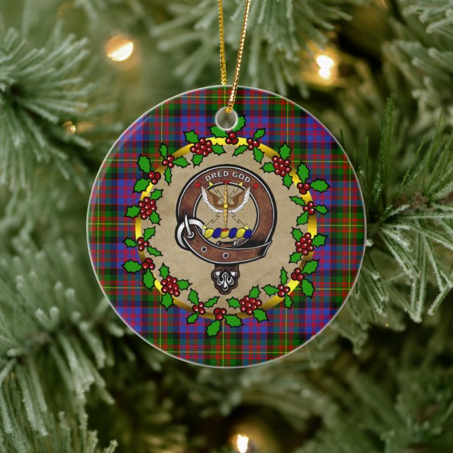 Adorno De Cerámica Carnegie Clan Badge & Tartan Personalizado Xmas (Árbol)