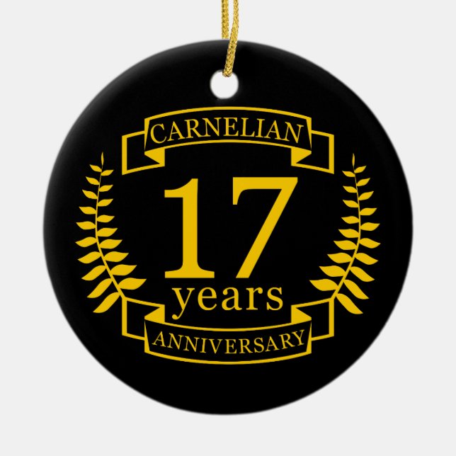 Adorno De Cerámica Carnelian Gemstone boda aniversario 17 años (Frente)