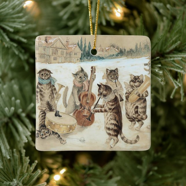 Adorno De Cerámica Carol Cantando Gatos, Vintage (Árbol)