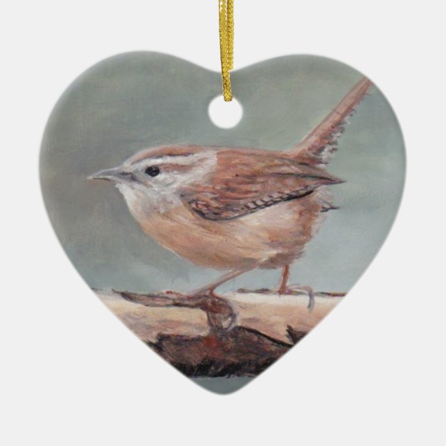 Adorno De Cerámica Carolina Wren Bird Art Porcelain Ornamain (Frente)