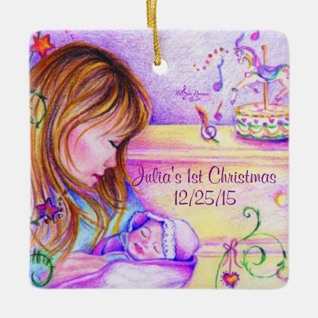 Adorno De Cerámica Carousel Dreams Personalizado Ceramic Square Ornam (Anverso)