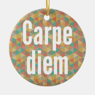 Adorno De Cerámica Carpe diem Aprovecha El Día Triángulos Coloridos