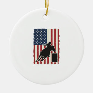 Adorno De Cerámica Carrera de Barriles Bandera Americana Diseño Vecto