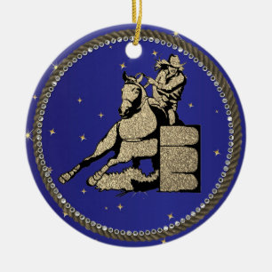 Adorno De Cerámica Carreras de barril de Rodeo Occidental