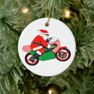 Adorno De Cerámica Carreras de Motocross de Navidad