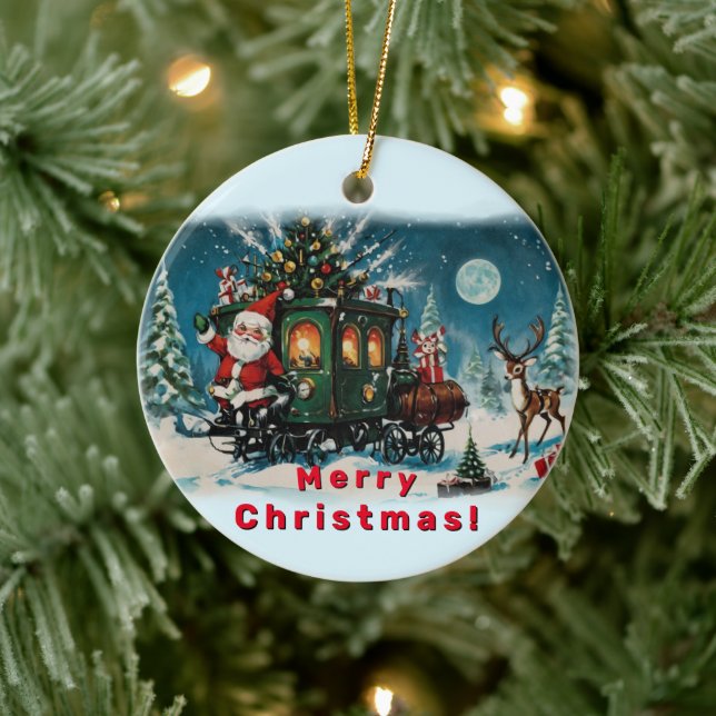 Adorno De Cerámica Carriaje de navidades - Vagón de envío de Santa Cl (Árbol)
