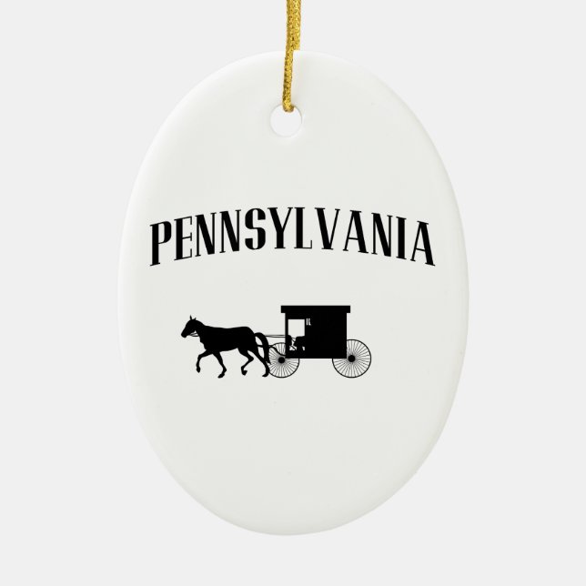 Adorno De Cerámica Carrito Pennsylvania Amish (Frente)