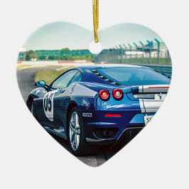 Adorno De Cerámica Carro de carreras azules