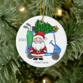 Adorno De Cerámica Carro de golf azul personalizado árbol de Navidad