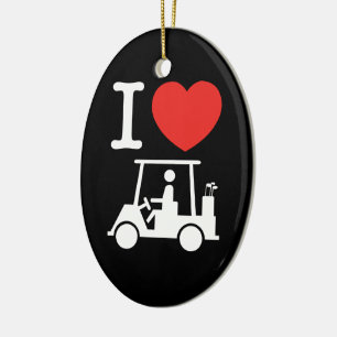 Adorno De Cerámica Carro de golf I Heart (Love)