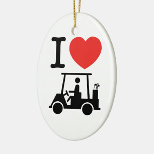 Adorno De Cerámica Carro de golf I Heart (Love)