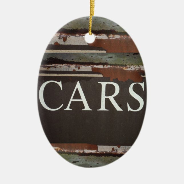 Adorno De Cerámica CARS Camión de remolque Rótulo de coches de época (Frente)