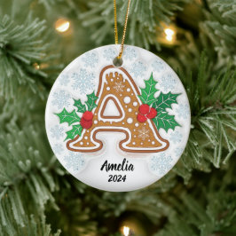 Adorno De Cerámica Carta A Navidades Personalizados Monograma Ornamen