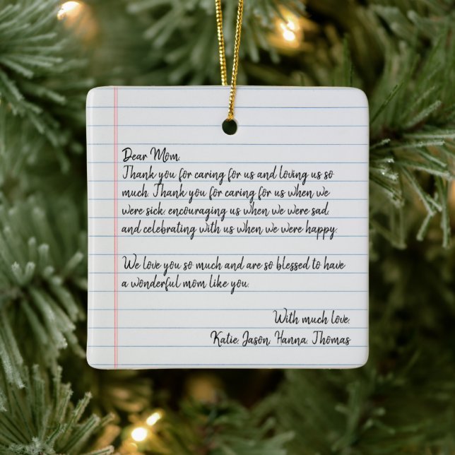 Adorno De Cerámica Carta de amor personalizada Navidades manuscritos (Árbol)