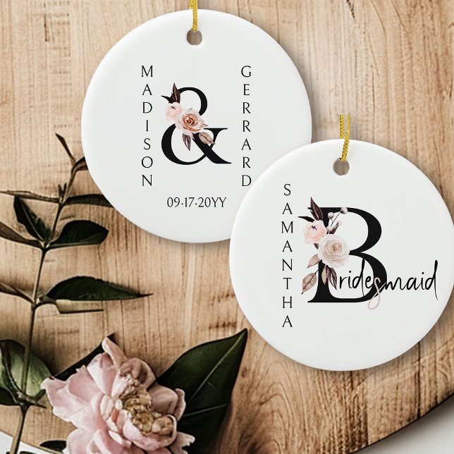 Adorno De Cerámica Carta floral Keepsake Boho (Bridal Party keepsake gift to personalize for your Bridesmaids)