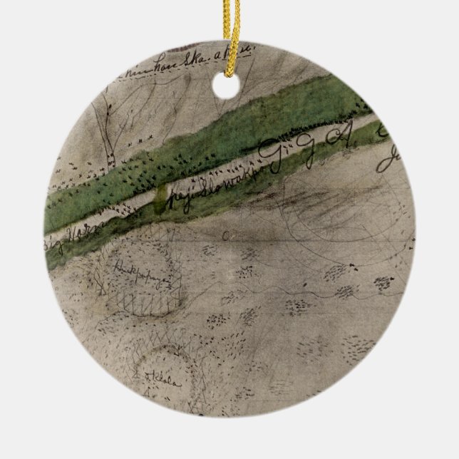 Adorno De Cerámica Carta topográfica del campo de batalla del Litt (Frente)