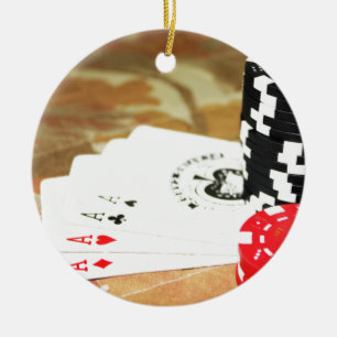 Adorno De Cerámica Cartas de póquer Aces Chips Juego de Ganancia del 