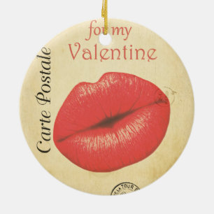 Adorno De Cerámica Carte Postale Valentine Kiss
