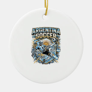 Adorno De Cerámica Cartel de Naciones Delantero Esqueleto Fútbol Arge