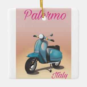 Adorno De Cerámica Cartel de scooter de Palermo Italia