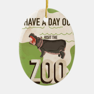 Adorno De Cerámica Cartel de viaje antiguo Visita el zoológico