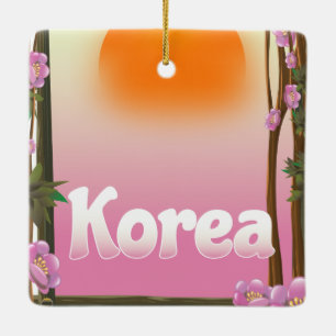 Adorno De Cerámica Cartel de viaje de flores de Corea
