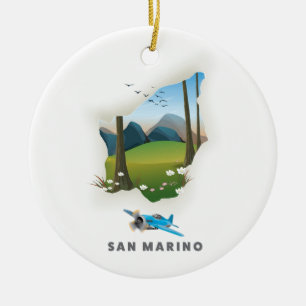 Adorno De Cerámica Cartel de viaje ilustrado de San Marino.