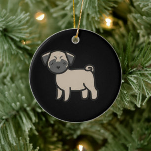 Adorno De Cerámica Cartoon de Pug Fawn
