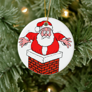 Adorno De Cerámica cartoon Santa Claus got stuck in the chimney