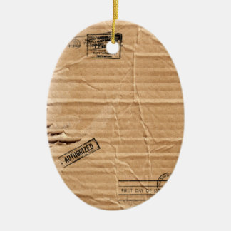 Adorno De Cerámica Cartulina dañada vieja de Brown con los sellos y