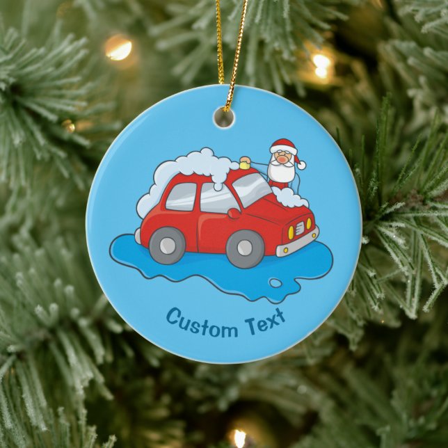Adorno De Cerámica Carwash Santa Ornament (Árbol)