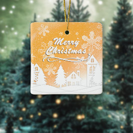 Adorno De Cerámica Casa Blanca de Navidad de Año Nuevo de Oro
