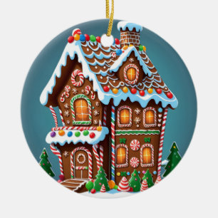 Adorno De Cerámica Casa Cute Gingerbread