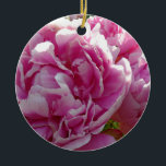 Adorno De Cerámica Casa de campo de campo con flores de Pink Peony<br><div class="desc">Un hermoso jardín de peonías rosadas al sol matutino - foto de H Cooper.</div>