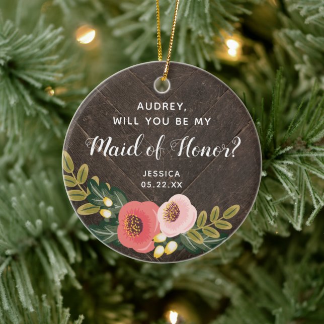 Adorno De Cerámica Casa De Campo Personalizada De Honor Boho Florals (Árbol)