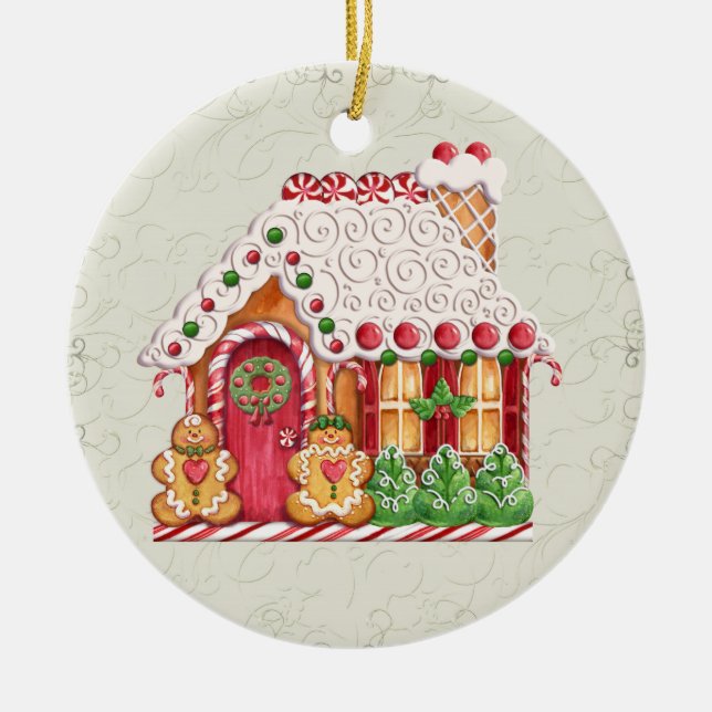 Adorno De Cerámica Casa de Gingerbread (Frente)