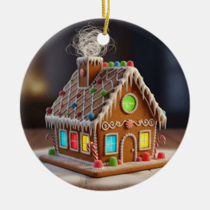 Adorno De Cerámica Casa de Jengibre Navideña Caprichosa Ho Festivo