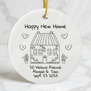 Adorno De Cerámica Casa de mudanza personalizada para nuevos propieta