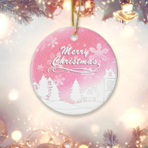 Casa de nieve blanca rosa Feliz Navidad Año Nuevo