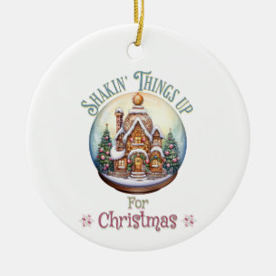 Adorno De Cerámica Casa de pan de jengibre en vacaciones de Navidades