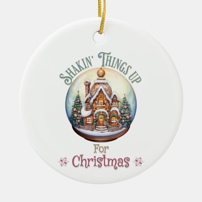 Adorno De Cerámica Casa de pan de jengibre en vacaciones de Navidades (Frente)