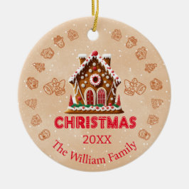 Adorno De Cerámica Casa de pan de jengibre | Nombre de familia| 1 fot