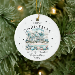 Adorno De Cerámica Casa de playa Navidad personalizada