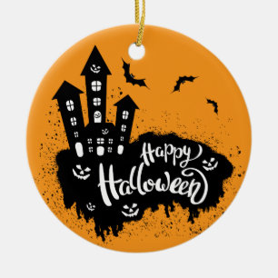Adorno De Cerámica Casa Feliz Halloween 