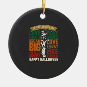 Adorno De Cerámica Casa Feliz Halloween Monstruos Telarañas