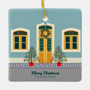 Adorno De Cerámica Casa Festiva de Navidad Portuguesa