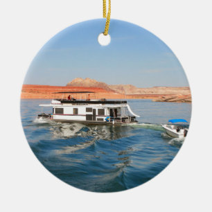 Adorno De Cerámica Casa flotante que hace las ondas, lago Powell,