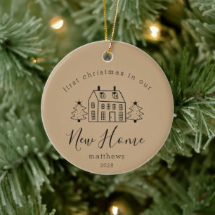 Adorno De Cerámica Casa y árboles navideños nuevo nombre de casa aren